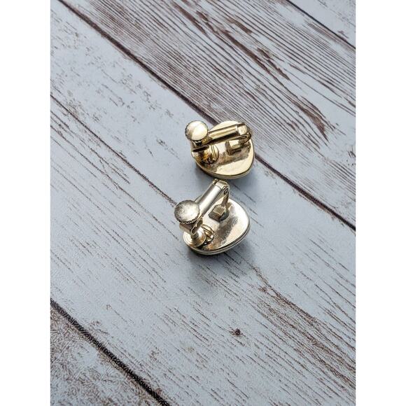 Vintage Clip On Earrings with Screw To Tighten - Black Faceted - Just Over 0.5" - Picture 4 of 5